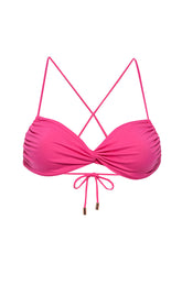 Roze Twist Bandeau Bikini Top