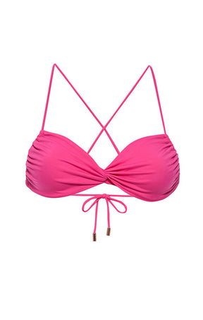 Roze Twist Bandeau Bikini Top