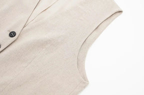 Conjunto Vintage: Colete e Shorts Rosa Monocromático com Gola V - DermeBela