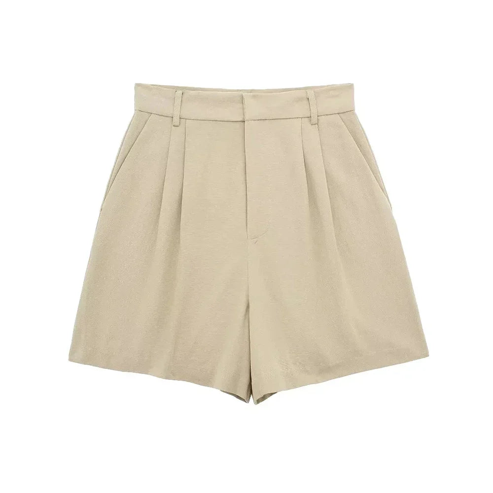 Conjunto Vintage: Colete e Shorts Rosa Monocromático com Gola V - DermeBela