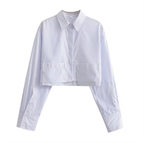 Camisa Feminina curta com detalhe de Bolso - DermeBela
