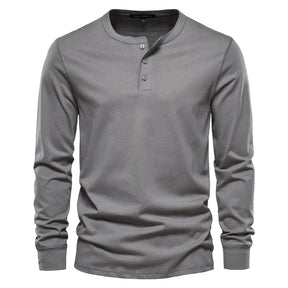 Camiseta Masculina Gola Henley Manga Longa